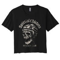 Spittin Chiclets Hockey Club Skull Women's Crop Top Tee