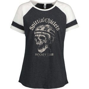 Spittin Chiclets Hockey Club Skull Enza Ladies Jersey Colorblock Tee