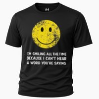 Smiling Cant Hear A Word Funny Deaf Old People Joke Cooling Performance Crew T-Shirt