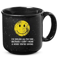 Smiling Cant Hear A Word Funny Deaf Old People Joke 15oz Campfire Ceramic Mug
