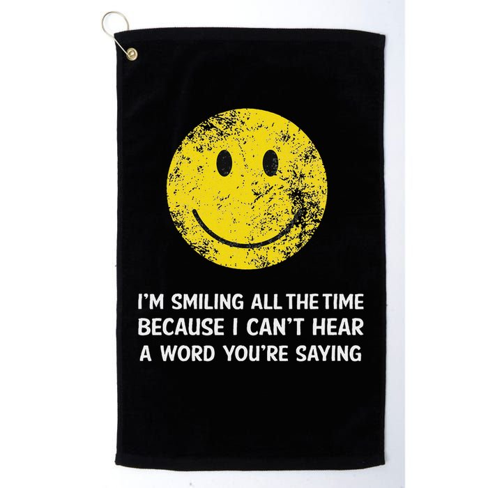 Smiling Cant Hear A Word Funny Deaf Old People Joke Golf Towel