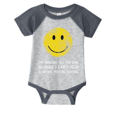 Smiling Cant Hear A Word Funny Deaf Old People Joke Infant Baby Jersey Bodysuit
