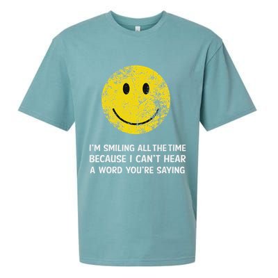 Smiling Cant Hear A Word Funny Deaf Old People Joke Sueded Cloud Jersey T-Shirt