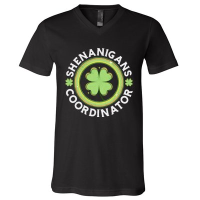 Shenanigans Coordinator Happy St Patricks Day V-Neck T-Shirt