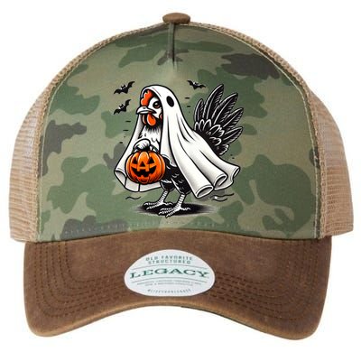 Shivering Chicken Halloween Ghost Rooster Trick Or Treat Gift Legacy Tie Dye Trucker Hat