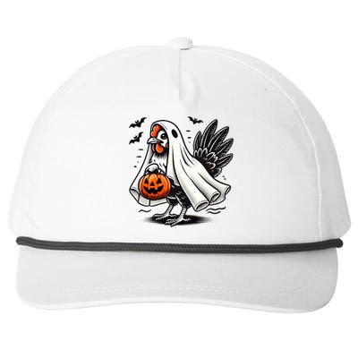 Shivering Chicken Halloween Ghost Rooster Trick Or Treat Gift Snapback Five-Panel Rope Hat