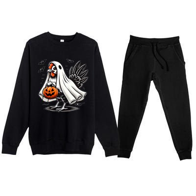 Shivering Chicken Halloween Ghost Rooster Trick Or Treat Gift Premium Crewneck Sweatsuit Set