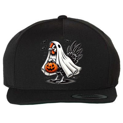 Shivering Chicken Halloween Ghost Rooster Trick Or Treat Gift Wool Snapback Cap