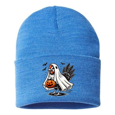 Shivering Chicken Halloween Ghost Rooster Trick Or Treat Gift Sustainable Knit Beanie