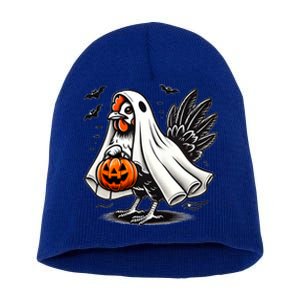 Shivering Chicken Halloween Ghost Rooster Trick Or Treat Gift Short Acrylic Beanie