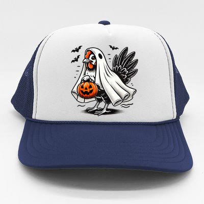 Shivering Chicken Halloween Ghost Rooster Trick Or Treat Gift Trucker Hat