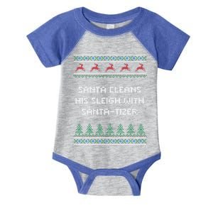 Santa Cleans His Sleigh With Santatizer Christmas Dad Jokes Gift Infant Baby Jersey Bodysuit