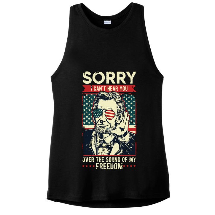 Sorry Cant Hear You Sound Of My Freedom 4th Of July Ladies PosiCharge Tri-Blend Wicking Tank