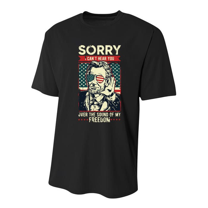 Sorry Cant Hear You Sound Of My Freedom 4th Of July Youth Performance Sprint T-Shirt
