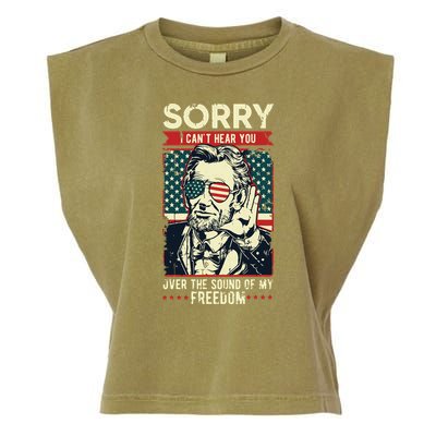 Sorry Cant Hear You Sound Of My Freedom 4th Of July Garment-Dyed Women's Muscle Tee