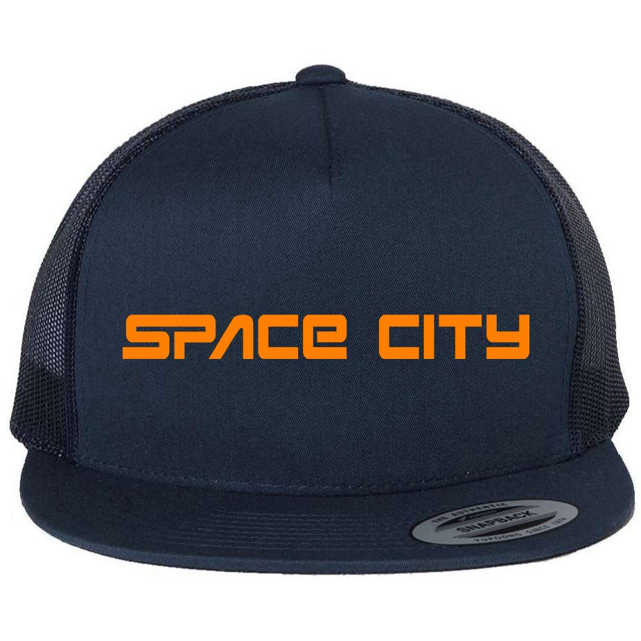 Space City Houston Flat Bill Trucker Hat
