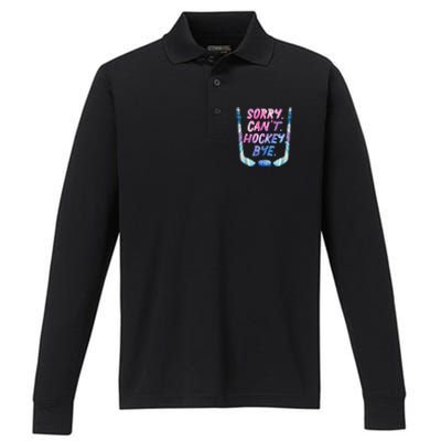 Sorry Cant Hockey Bye Funny Hockey Player Gift Performance Long Sleeve Polo