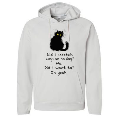 Sarcastic Cat Have I Scratched Anyone Today Funny Black Cat Performance Fleece Hoodie