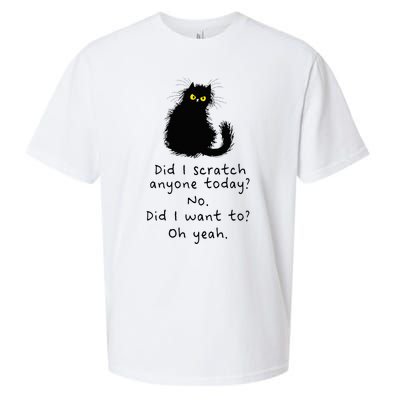 Sarcastic Cat Have I Scratched Anyone Today Funny Black Cat Sueded Cloud Jersey T-Shirt