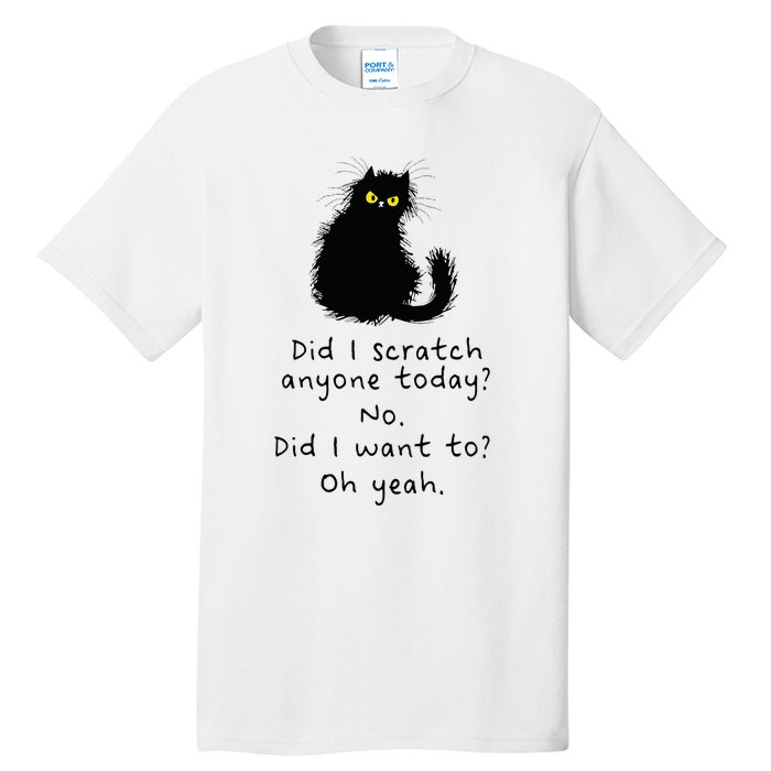 Sarcastic Cat Have I Scratched Anyone Today Funny Black Cat Tall T-Shirt