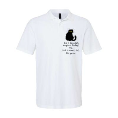 Sarcastic Cat Have I Scratched Anyone Today Funny Black Cat Softstyle Adult Sport Polo