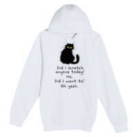 Sarcastic Cat Have I Scratched Anyone Today Funny Black Cat Premium Pullover Hoodie