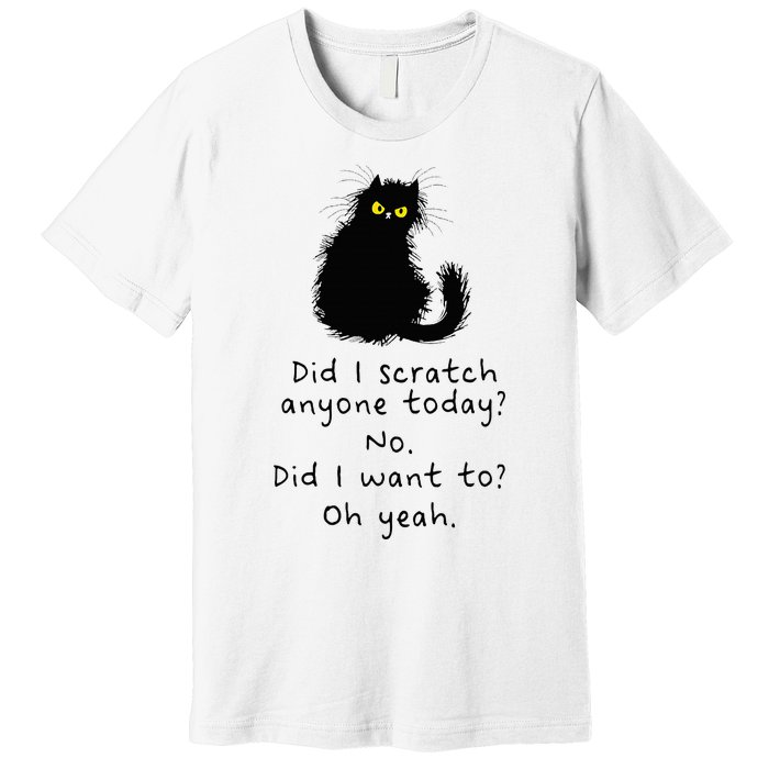 Sarcastic Cat Have I Scratched Anyone Today Funny Black Cat Premium T-Shirt