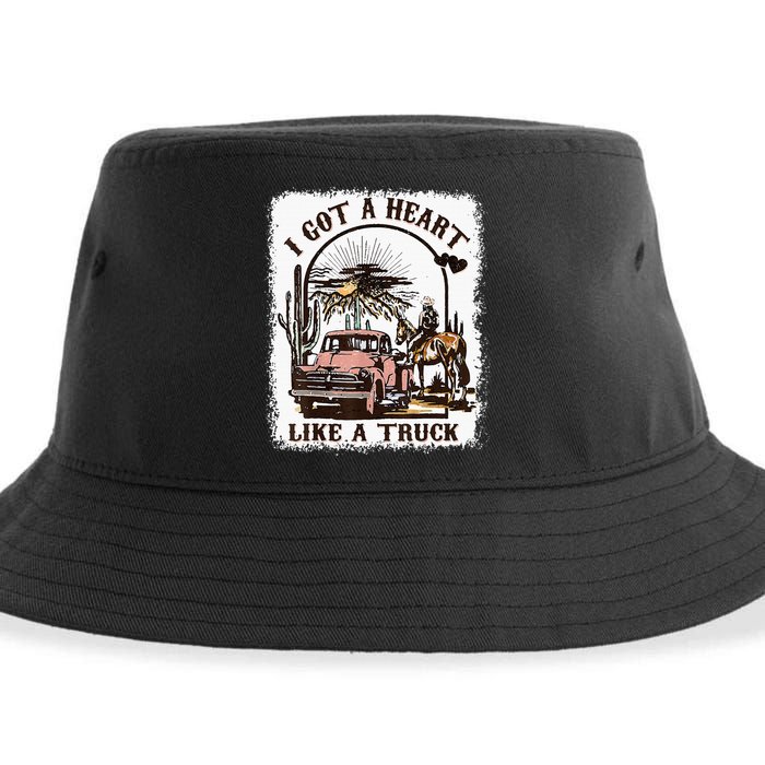 Sunset Cowgirl Heart Truck Cowboy Country Sustainable Bucket Hat