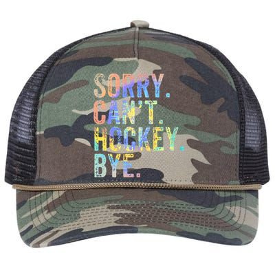 Sorry Cant Hockey Bye TieDye Funny Hockey Lover Cool Gift Retro Rope Trucker Hat Cap