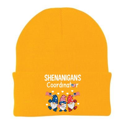 Shenanigans Coordinator Happy 4th Of July Gnomes Patriotic Gift Knit Cap Winter Beanie