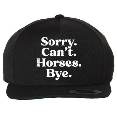 Sorry Cant Horses Bye Funny Riding Equestrian Men Women Wool Snapback Cap
