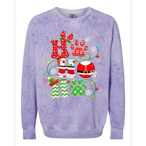 Santa Claus Ho Ho Ho Dog Paw Dog Mom Dad Christmas Pajama Gift Colorblast Crewneck Sweatshirt