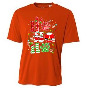 Santa Claus Ho Ho Ho Dog Paw Dog Mom Dad Christmas Pajama Gift Cooling Performance Crew T-Shirt