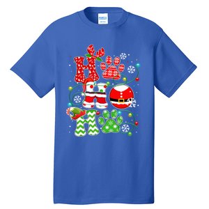 Santa Claus Ho Ho Ho Dog Paw Dog Mom Dad Christmas Pajama Gift Tall T-Shirt