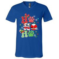 Santa Claus Ho Ho Ho Dog Paw Dog Mom Dad Christmas Pajama Gift V-Neck T-Shirt