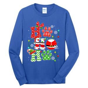 Santa Claus Ho Ho Ho Dog Paw Dog Mom Dad Christmas Pajama Gift Tall Long Sleeve T-Shirt