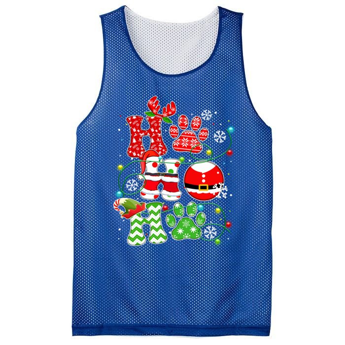 Santa Claus Ho Ho Ho Dog Paw Dog Mom Dad Christmas Pajama Gift Mesh Reversible Basketball Jersey Tank