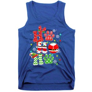 Santa Claus Ho Ho Ho Dog Paw Dog Mom Dad Christmas Pajama Gift Tank Top