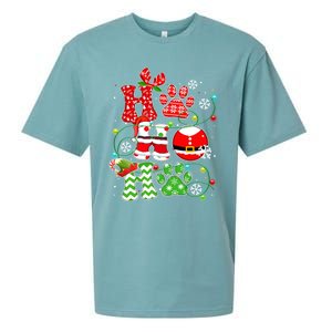 Santa Claus Ho Ho Ho Dog Paw Dog Mom Dad Christmas Pajama Gift Sueded Cloud Jersey T-Shirt