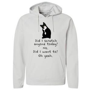 Sarcastic Cat Have I Scratched Anyone Today Funny Black Cat Performance Fleece Hoodie