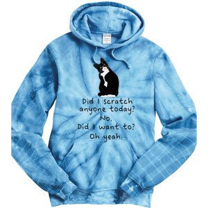 Sarcastic Cat Have I Scratched Anyone Today Funny Black Cat Tie Dye Hoodie