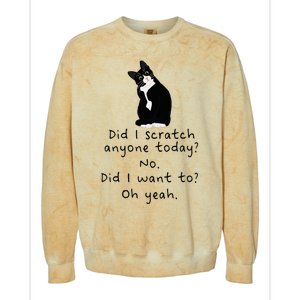 Sarcastic Cat Have I Scratched Anyone Today Funny Black Cat Colorblast Crewneck Sweatshirt