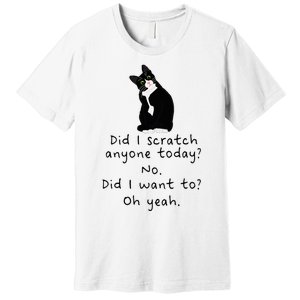 Sarcastic Cat Have I Scratched Anyone Today Funny Black Cat Premium T-Shirt