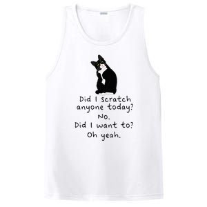 Sarcastic Cat Have I Scratched Anyone Today Funny Black Cat PosiCharge Competitor Tank