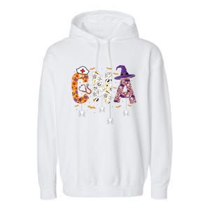 Spooky Cna Halloween Theme Garment-Dyed Fleece Hoodie