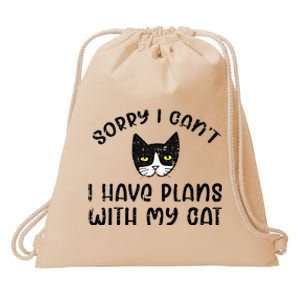 Sorry Cant Have Plans With Cat Drawstring Bag