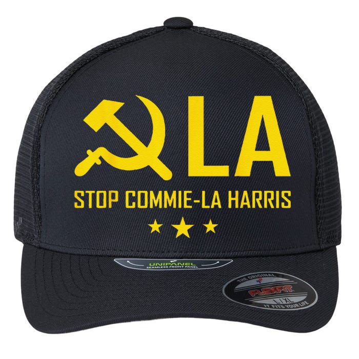 Stop Commiela Harris Stop Kamala Trump 2024 Commie La. Flexfit Unipanel Trucker Cap