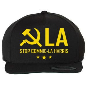 Stop Commiela Harris Stop Kamala Trump 2024 Commie La. Wool Snapback Cap