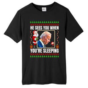 Sleepy Creepy Hidin From Joe Biden Funny Christmas Confused Gift Tall Fusion ChromaSoft Performance T-Shirt