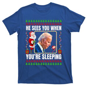 Sleepy Creepy Hidin From Joe Biden Funny Christmas Confused Gift T-Shirt